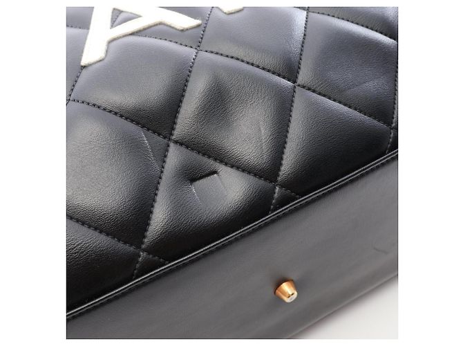 Borsa Bowling Chanel Matelassé Logo Nero Bianco - vista 11