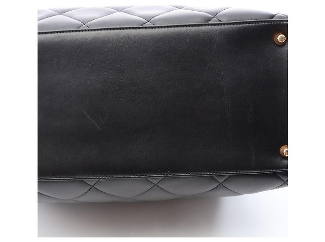 Borsa Bowling Chanel Matelassé Logo Nero Bianco - vista 12