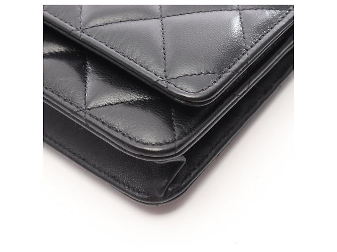 Borsa a tracolla Chanel Matelassé in pelle d'agnello nera Nero - vista 10