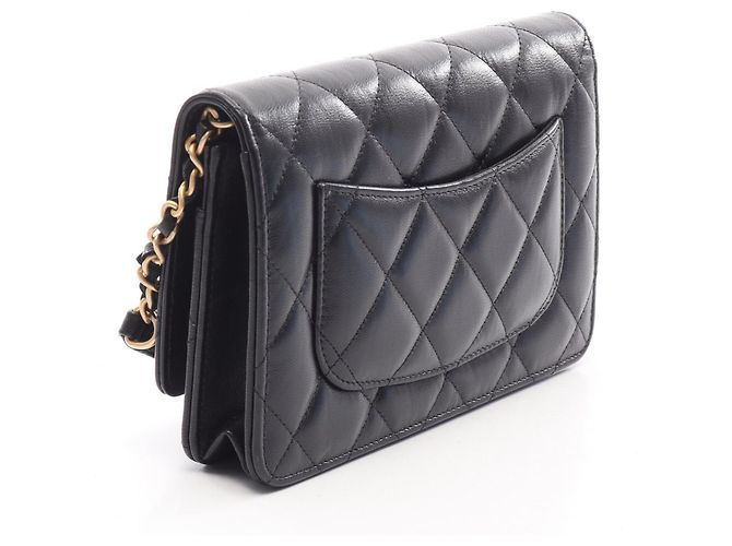 Borsa a tracolla Chanel Matelassé in pelle d'agnello nera Nero - vista 2
