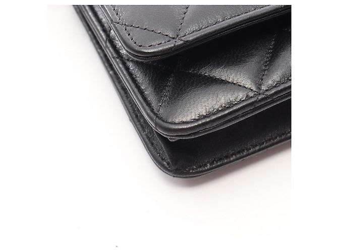 Borsa a tracolla Chanel Matelassé in pelle d'agnello nera Nero - vista 9