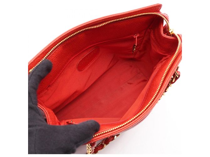 Borsa a tracolla Chanel in vitello grana rossa Rosso - vista 3
