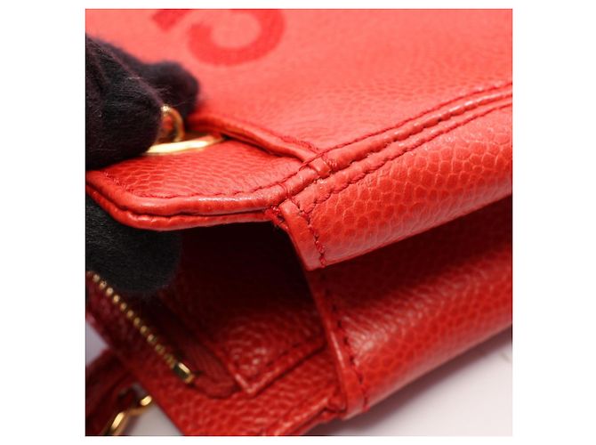 Borsa a tracolla Chanel in vitello grana rossa Rosso - vista 8
