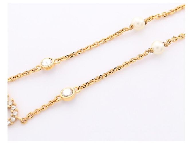 Collana Christian Dior Logo CD Bianco D'oro - vista 6