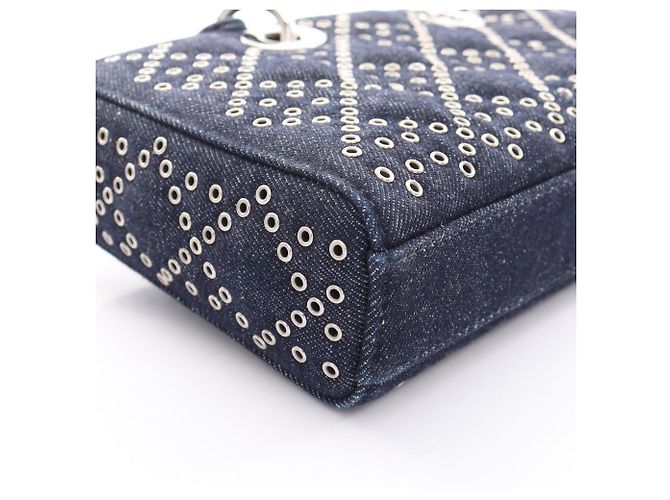 Christian Dior Dior Lady D-Joy Medium Borsa a mano 3-Way in denim blu navy - vista 7