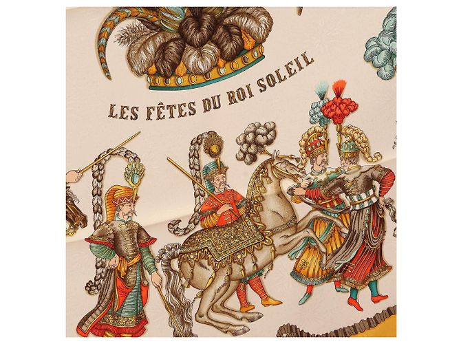 Hermès Foulard Hermes Carre 90 LES FETES DU ROI SOLEIL Multicolore Crudo Giallo - vista 4