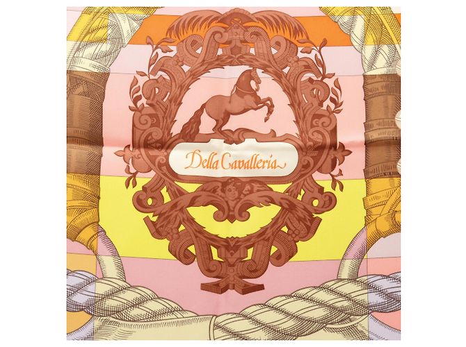 Hermès Foulard Hermes Carre 90 Della Cavalleria Rosa Multicolore - vista 5