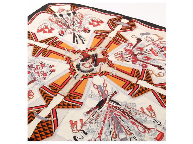 Hermès Hermes Carre Geant 140 Bouquets Sellier Foulard Nero Multicolore Crudo - vista 2