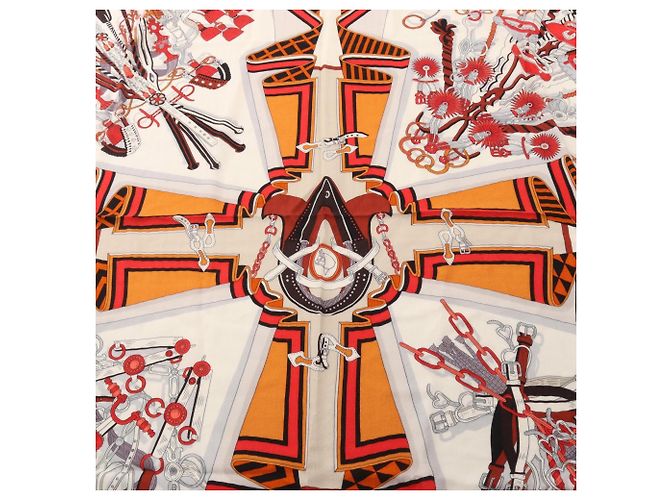 Hermès Hermes Carre Geant 140 Bouquets Sellier Foulard Nero Multicolore Crudo - vista 5