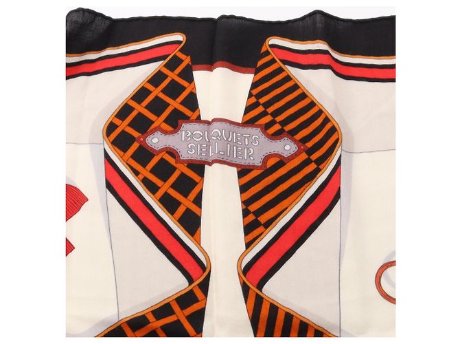 Hermès Hermes Carre Geant 140 Bouquets Sellier Foulard Nero Multicolore Crudo - vista 7