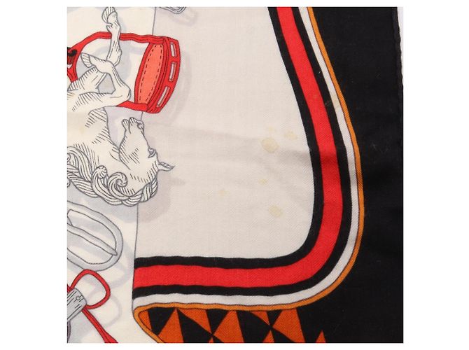 Hermès Hermes Carre Geant 140 Bouquets Sellier Foulard Nero Multicolore Crudo - vista 8