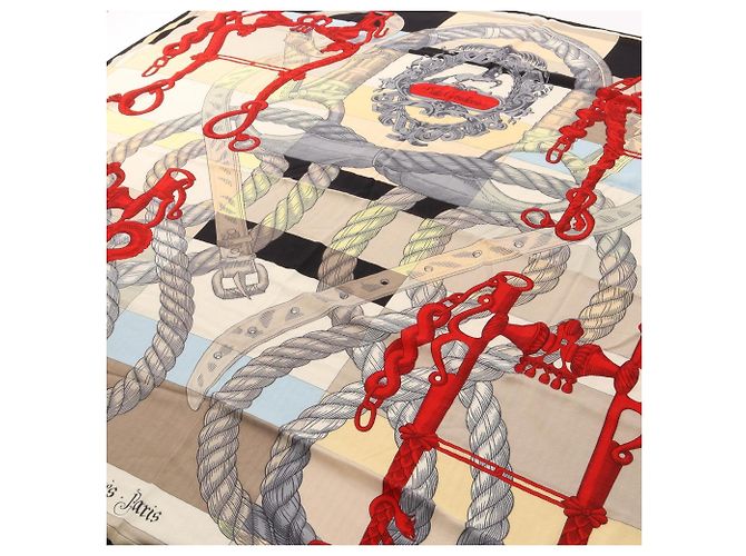 Hermès Hermes Carre Geant 140 Della Cavalleria Foulard Nero Multicolore Crudo - vista 2