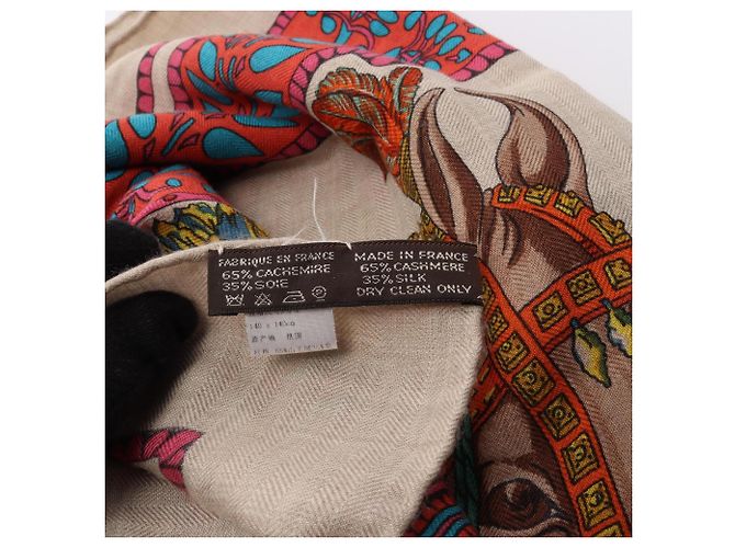 Hermès Hermes Carre Geant 140 Foulard La Danse du Cheval Marwari Marrone Multicolore Beige - vista 4