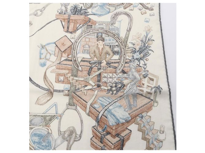 Hermès Foulard Hermes Carre Geant 140 Bianco Blu Multicolore - vista 11