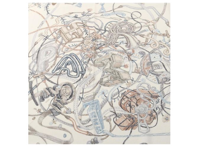 Hermès Foulard Hermes Carre Geant 140 Bianco Blu Multicolore - vista 5