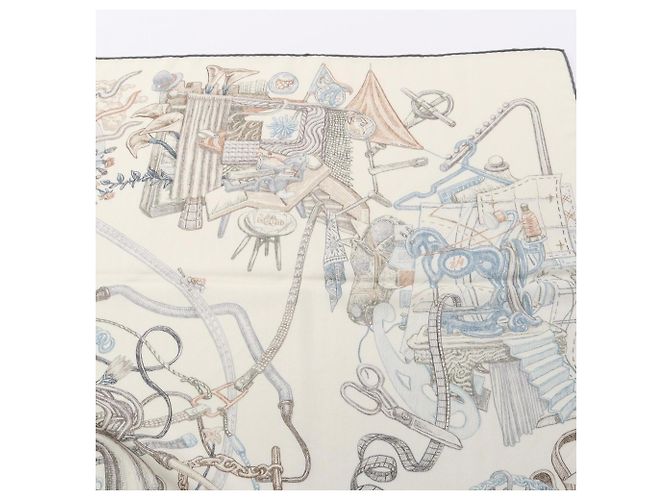 Hermès Foulard Hermes Carre Geant 140 Bianco Blu Multicolore - vista 6