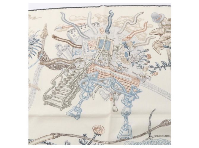 Hermès Foulard Hermes Carre Geant 140 Bianco Blu Multicolore - vista 7