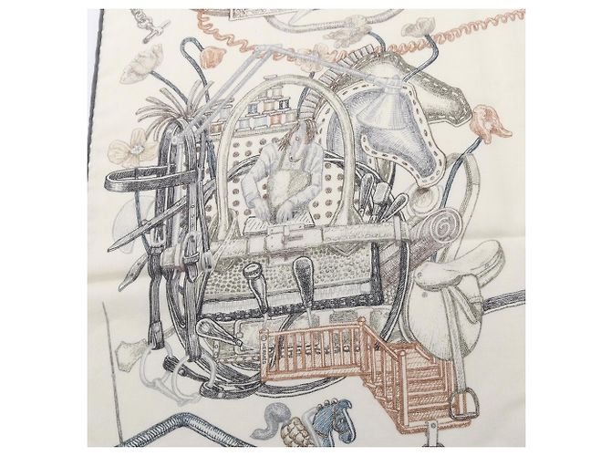 Hermès Foulard Hermes Carre Geant 140 Bianco Blu Multicolore - vista 8