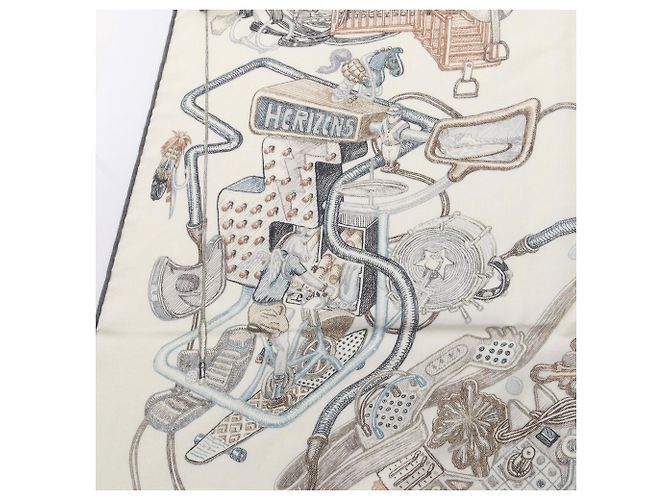 Hermès Foulard Hermes Carre Geant 140 Bianco Blu Multicolore - vista 9