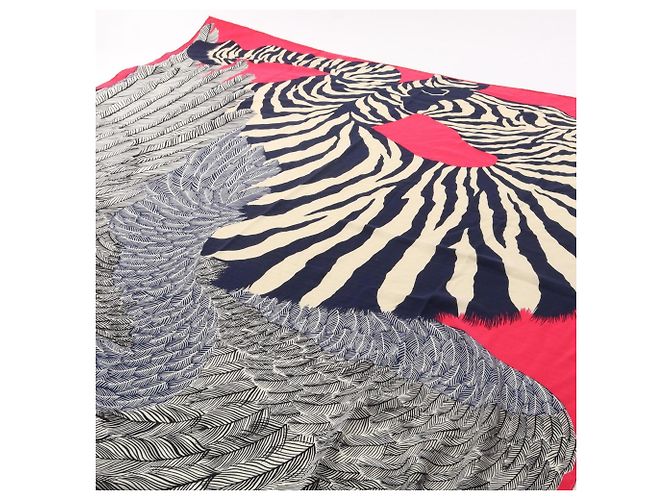 Foulard Hermès Carré Géant Zebra Pegasus Rosa Multicolore Blu navy - vista 2