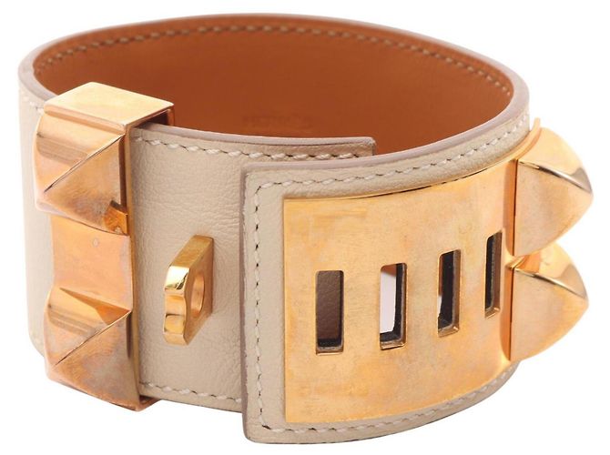 Hermès Hermes Collier de Chien Cle Bangle D'oro Crudo - vista 3