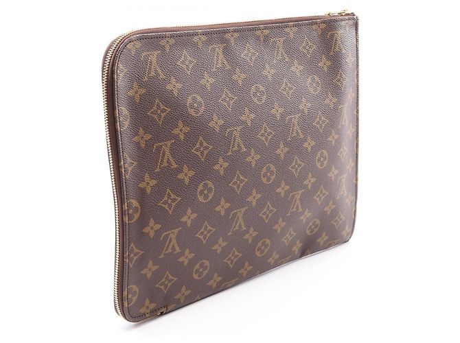 Louis Vuitton Pochette Document Clutch Handbag Marrone - vista 2