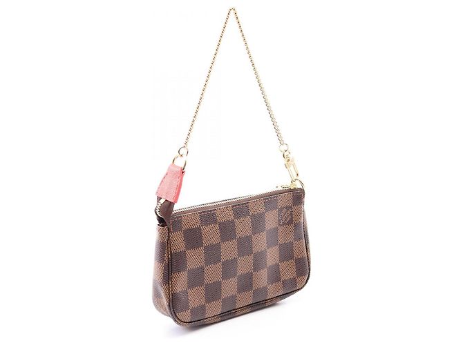 Borsa Louis Vuitton Mini Pochette Accessoires Damier Ebene Illustré Marrone Multicolore - vista 2