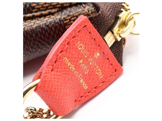 Borsa Louis Vuitton Mini Pochette Accessoires Damier Ebene Illustré Marrone Multicolore - vista 4