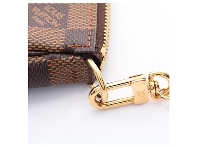 Borsa Louis Vuitton Mini Pochette Accessoires Damier Ebene Illustré Marrone Multicolore - vista 7
