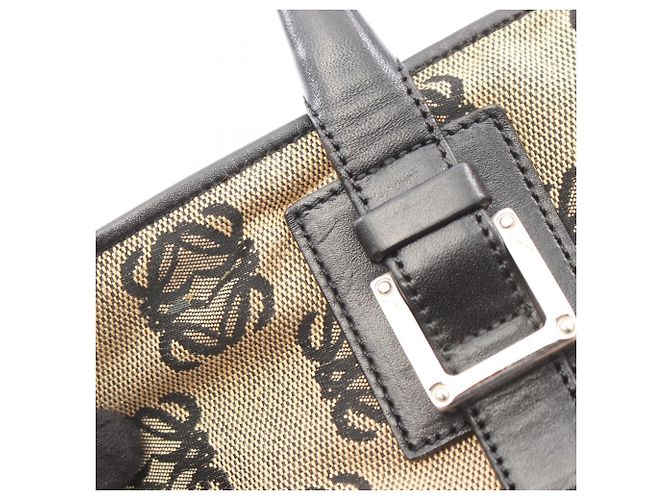 Borsa Tote Loewe Anagram Nero Beige - vista 12