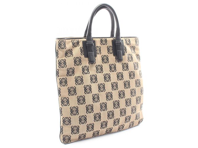 Borsa Tote Loewe Anagram Nero Beige - vista 2