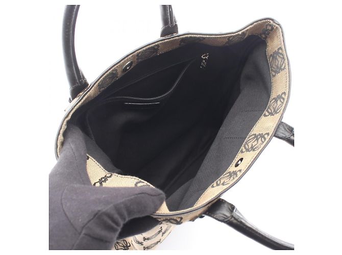 Borsa Tote Loewe Anagram Nero Beige - vista 3