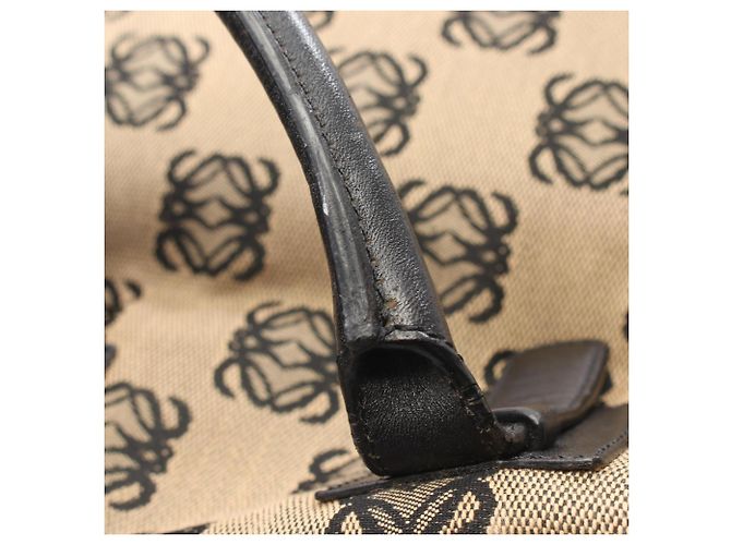 Borsa Tote Loewe Anagram Nero Beige - vista 8