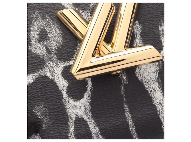 Borsa Louis Vuitton Twist MM Leopard Print Marrone Nero - vista 7