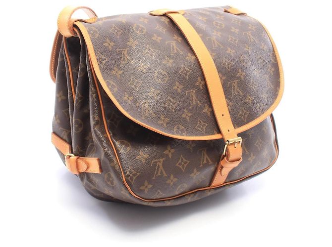 Borsa a tracolla Louis Vuitton Saumur 35 Monogram Marrone - vista 2