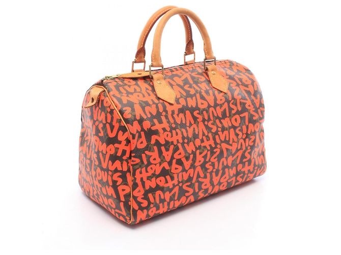 Louis Vuitton Speedy 30 Monogram Graffiti Handtasche Braun Orange - Ansicht 2