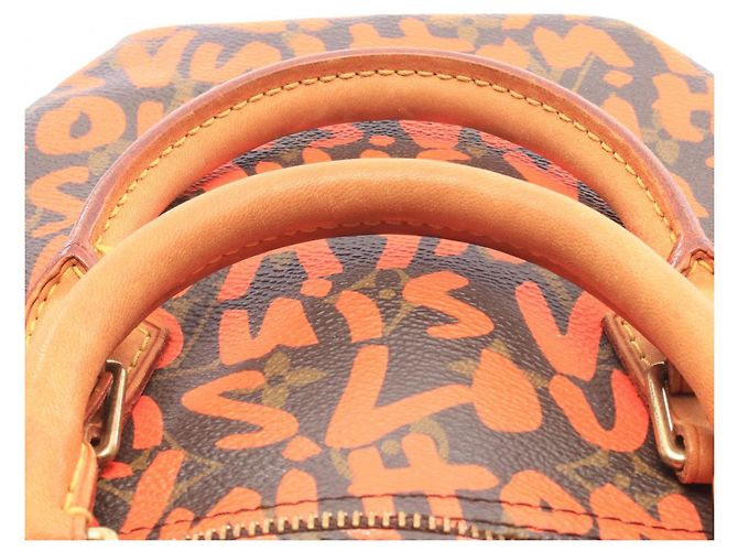 Louis Vuitton Speedy 30 Monogram Graffiti Handtasche Braun Orange - Ansicht 6