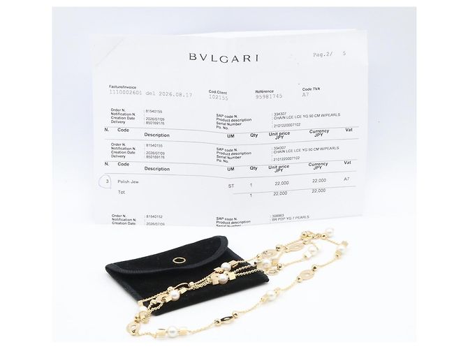 Bulgari Collar de perlas BVLGARI Lucia 10P Blanco Dorado - vista 5