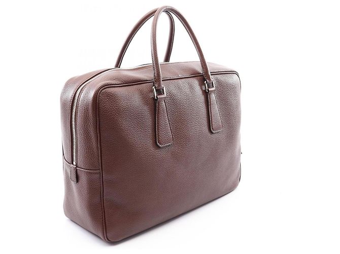 Sac business Prada VIT.DAINO Marron - vue 2