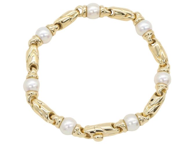 Bulgari Bvlgari Passodoppio Perlenarmband mit Anhänger Weiß Golden - Ansicht 2