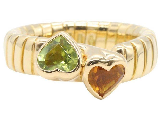 Bulgari Anello Bvlgari Tubogas Spiga in oro giallo 18K con citrino e peridoto D'oro Verde - vista 2