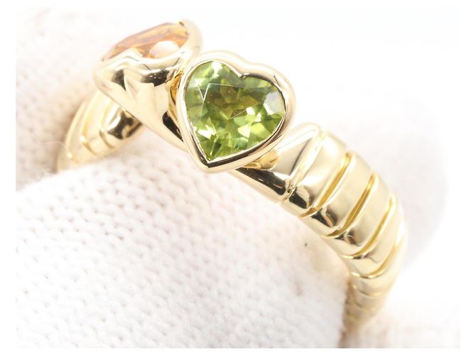 Bulgari Anello Bvlgari Tubogas Spiga in oro giallo 18K con citrino e peridoto D'oro Verde - vista 5