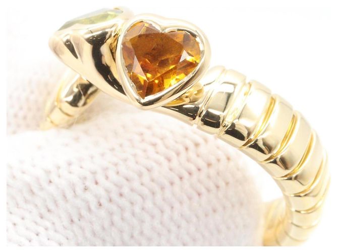 Bulgari Anello Bvlgari Tubogas Spiga in oro giallo 18K con citrino e peridoto D'oro Verde - vista 6