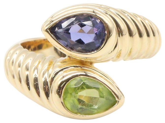 Bulgari Anello Bvlgari Doppio Baccherato Blu D'oro Verde - vista 2