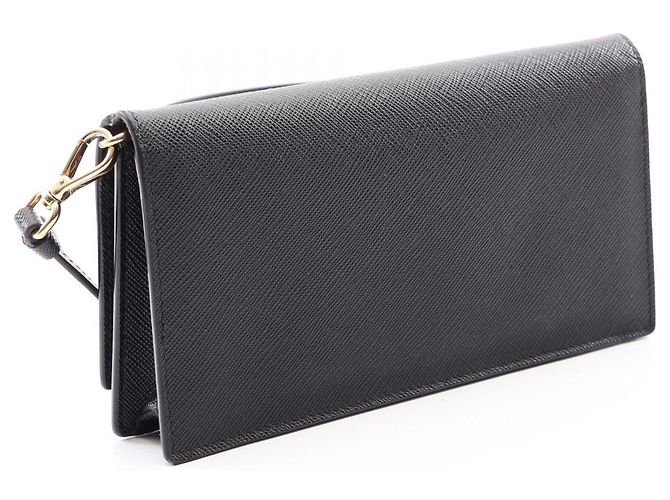 Borsa a tracolla Prada Saffiano con logo triangolare Nero - vista 2