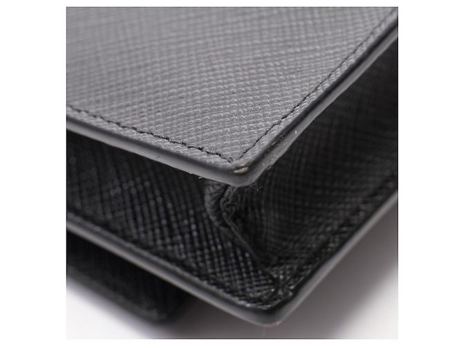 Borsa a tracolla Prada Saffiano con logo triangolare Nero - vista 6