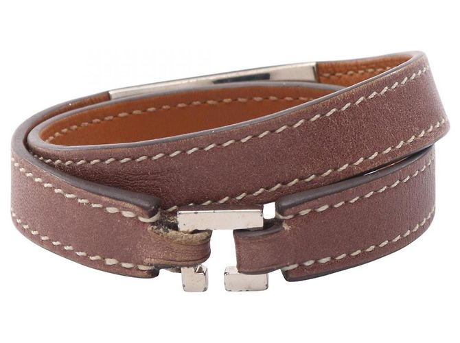 Hermès Pulsera Rivale Double Tour Hermes Castaño - vista 2
