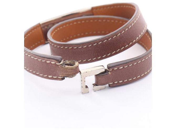 Hermès Pulsera Rivale Double Tour Hermes Castaño - vista 3