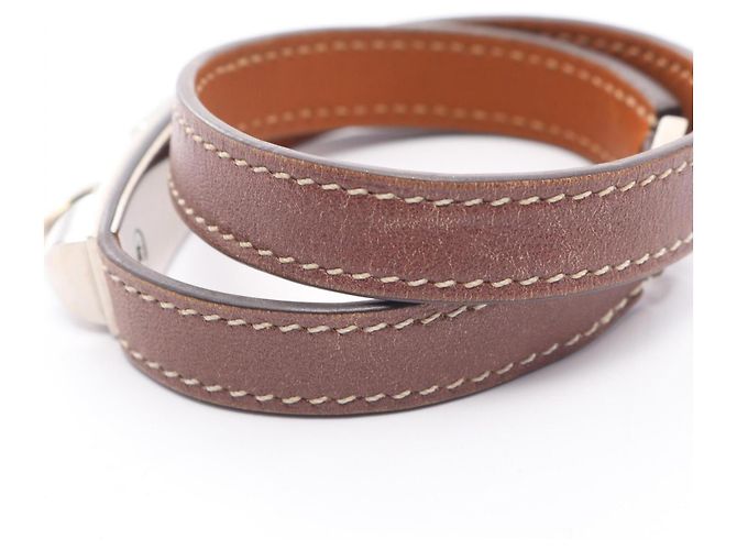 Hermès Pulsera Rivale Double Tour Hermes Castaño - vista 8