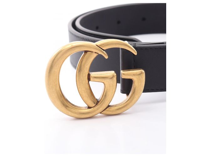 Cinturón Gucci GG Marmont de cuero negro para mujer - vista 2